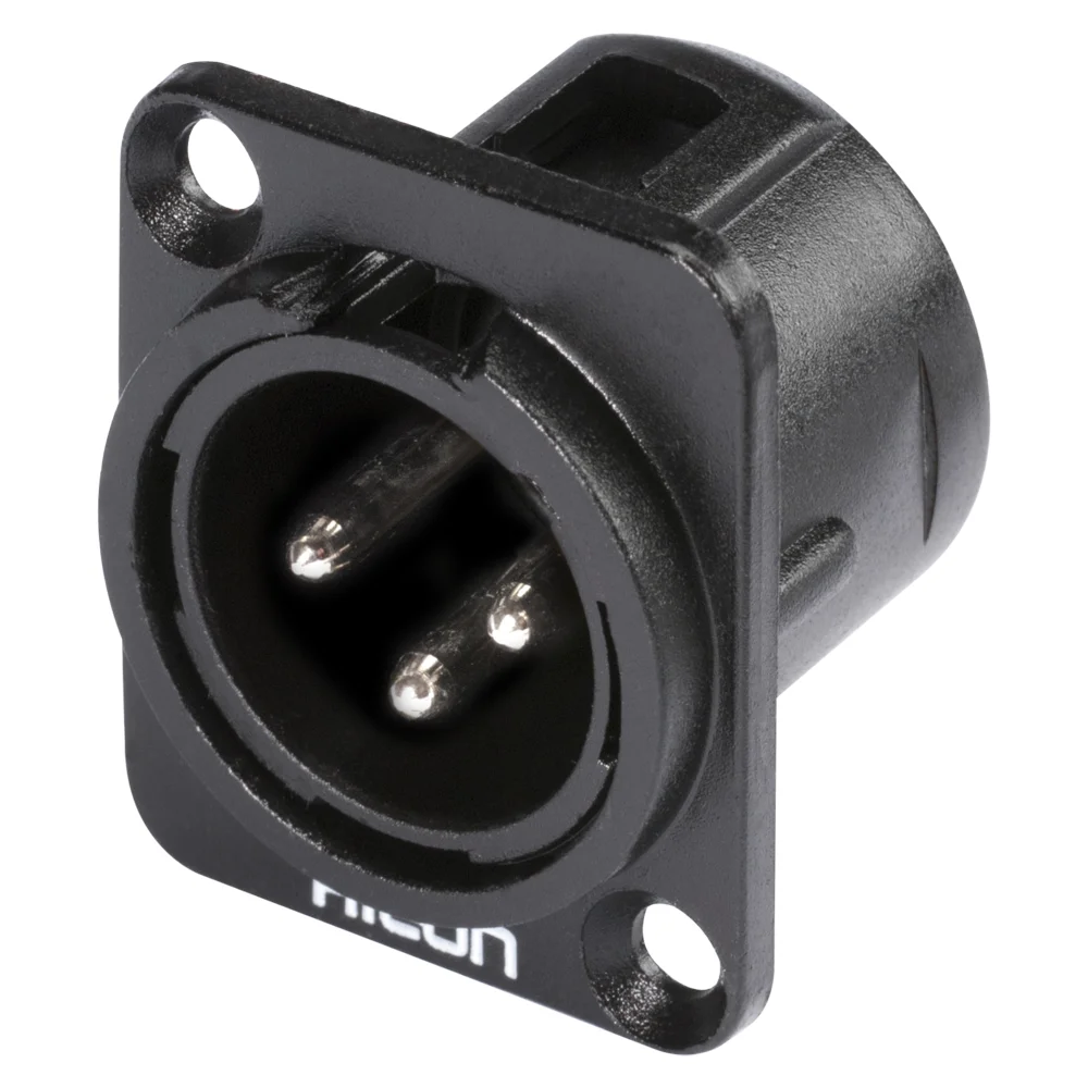 HICON XLR-3-pol Einbaustecker, Metall, sw