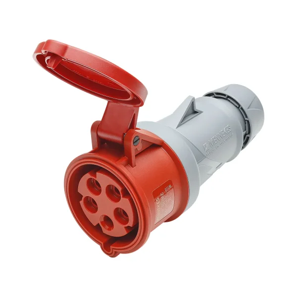 CEE-Kabeldose 5-pol rot mit Deckel
