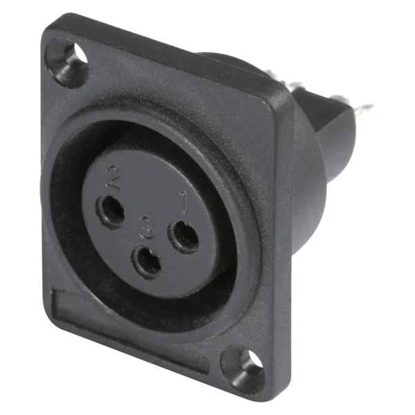 HICON XLR-3-pol Einbaubuchse, Plastik, sw