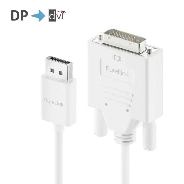 Premium Aktives 2K DisplayPort / DVI Kabel - 2.00m, weiß