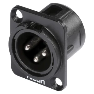 HICON XLR-3-pol Einbaustecker, Metall, sw