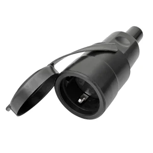 SCHUKO-Kabelkupplung Gummi mit Deckel sw