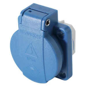 Schuko-Einbaudose blau VDE mit Deckel