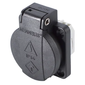 Schuko-Einbaudose schwarz VDE mit Deckel