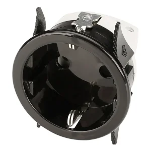 Schuko-Einbaudose schwarz VDE, SNAP-IN