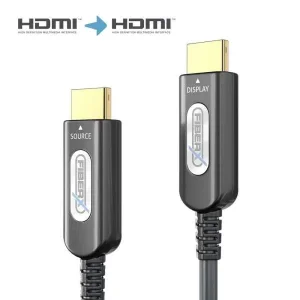 Gepanzertes 4K HDMI 2.0b Glasfaserkabel mit mobiler Spule - 100m, schwarz